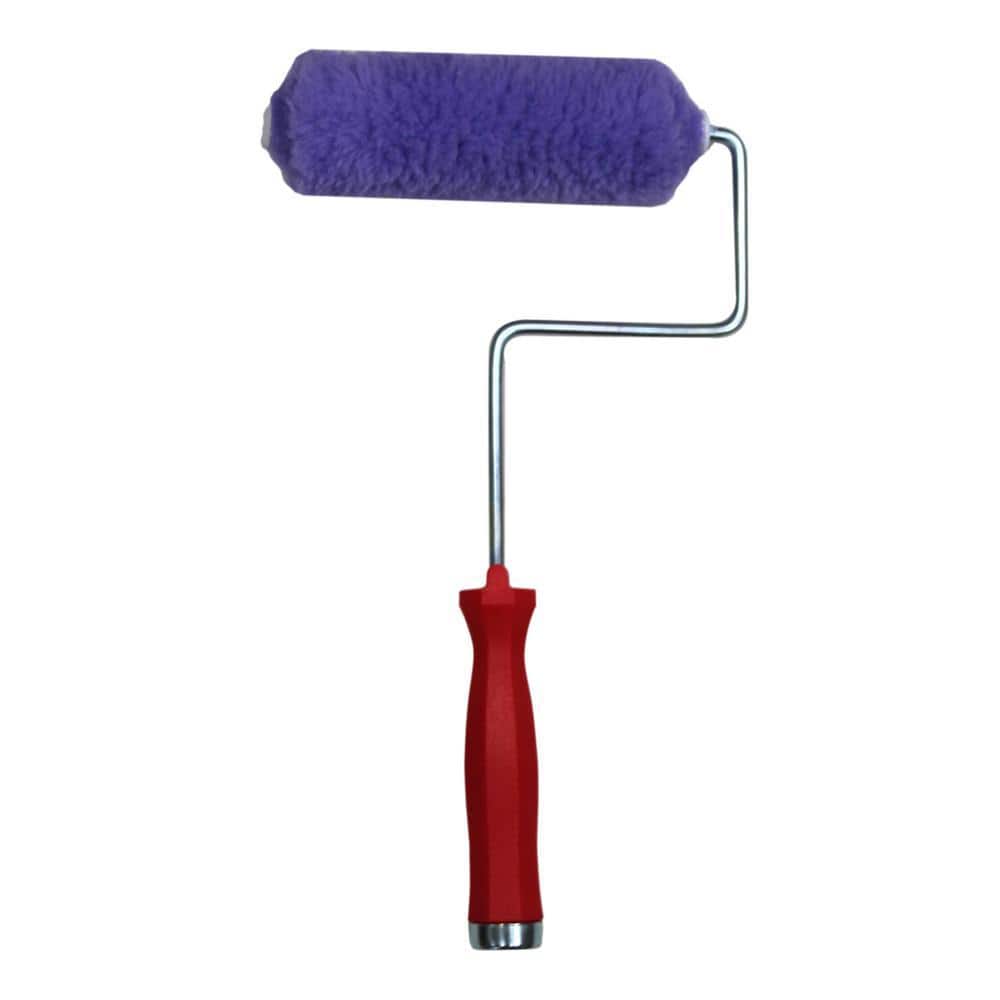 PRIVATE BRAND UNBRANDED Premium 6 in. x 3/4 in. High Capacity Purple Knit Mini Paint Roller Cover with Frame (2)