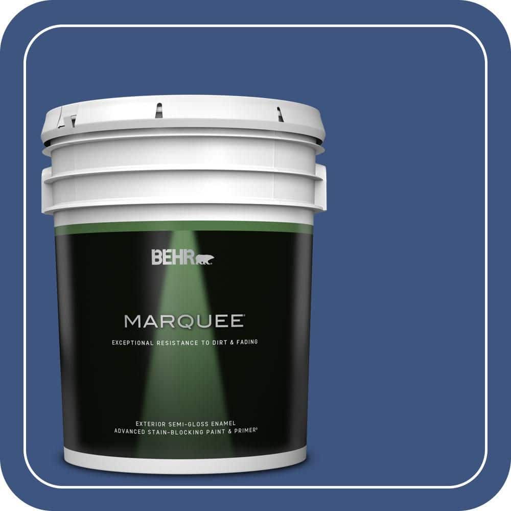 BEHR MARQUEE 5 gal. #S-G-600 Deep Azure Semi-Gloss Enamel Exterior Paint & Primer