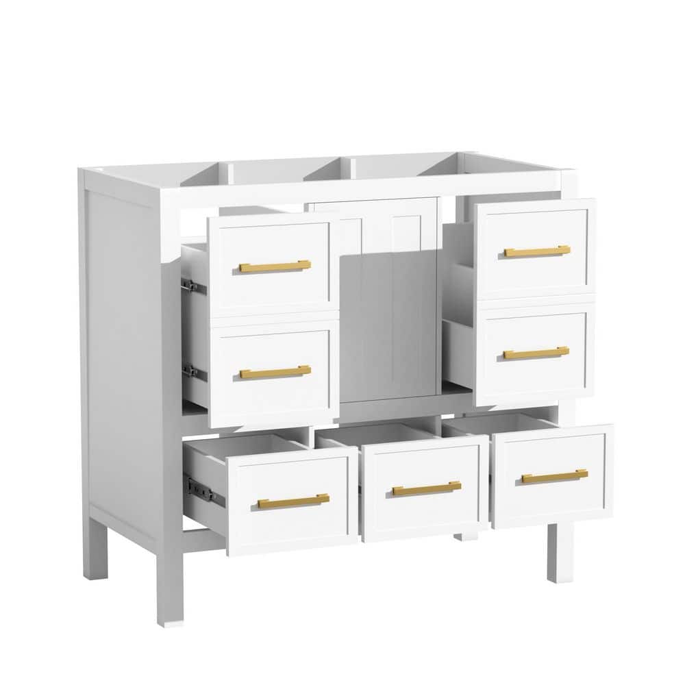 Lycvki 35.5 in. W x 17.8 in. D x 33 in. H Bath Vanity Cabinet without Top with 7-Drawers in White (3)