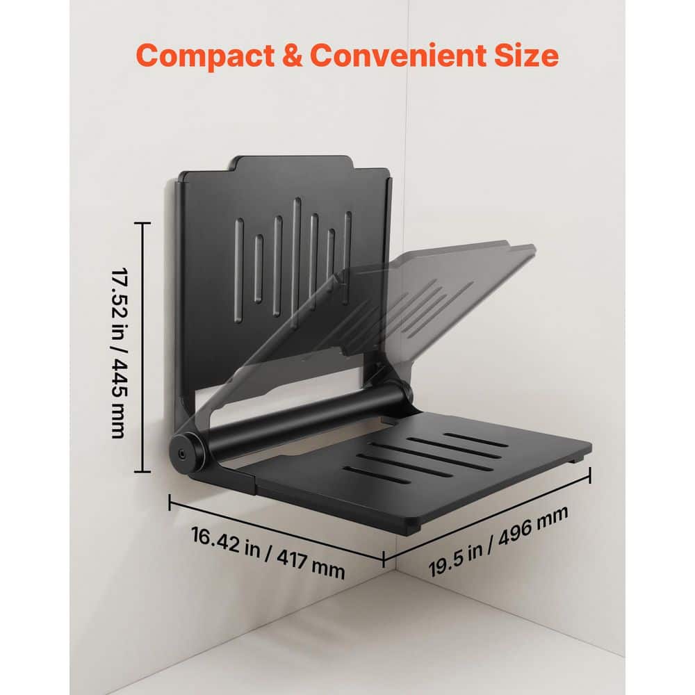 SVOPES Foldable Wall-Mounted Shower Seat, 17. 8in. Folding Bench with Plastic Fold-Down Bathroom Seat, 400 lbs. Capacity (2)