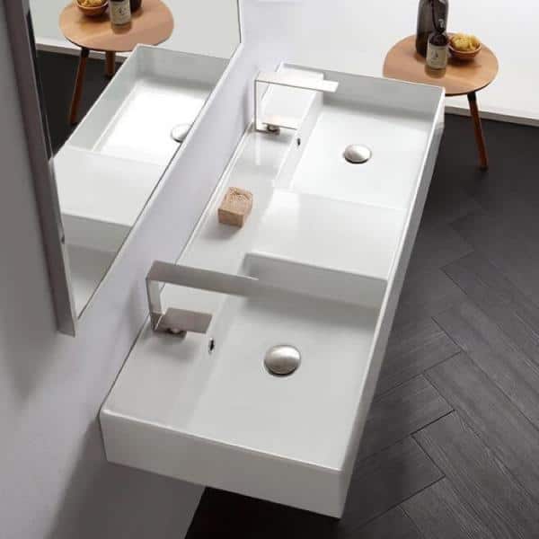 Nameeks Teorema 2 Rectangular Wall Mounted Bathroom Sink in White (3)