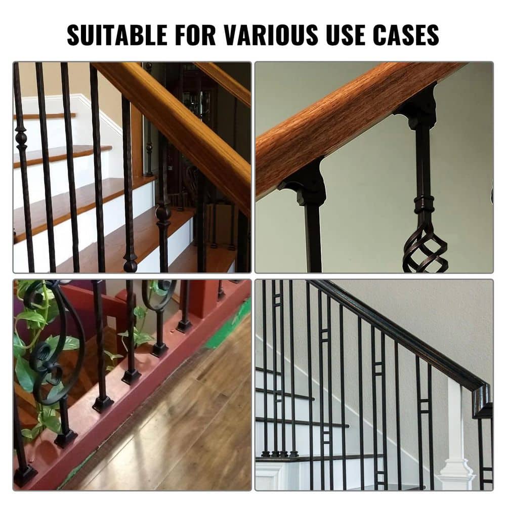 SKYSHALO Aluminum Alloy Baluster Shoes Square Balusters Baluster Wrought Spindles, Spray Coated Black (50-Pieces) (2)