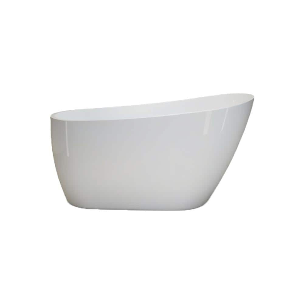 YSQCAR 55.13 in. x 28.38 in. Acrylic Freestanding Soaking Bathtub with Center Drain in White, cUPC Certified (1)
