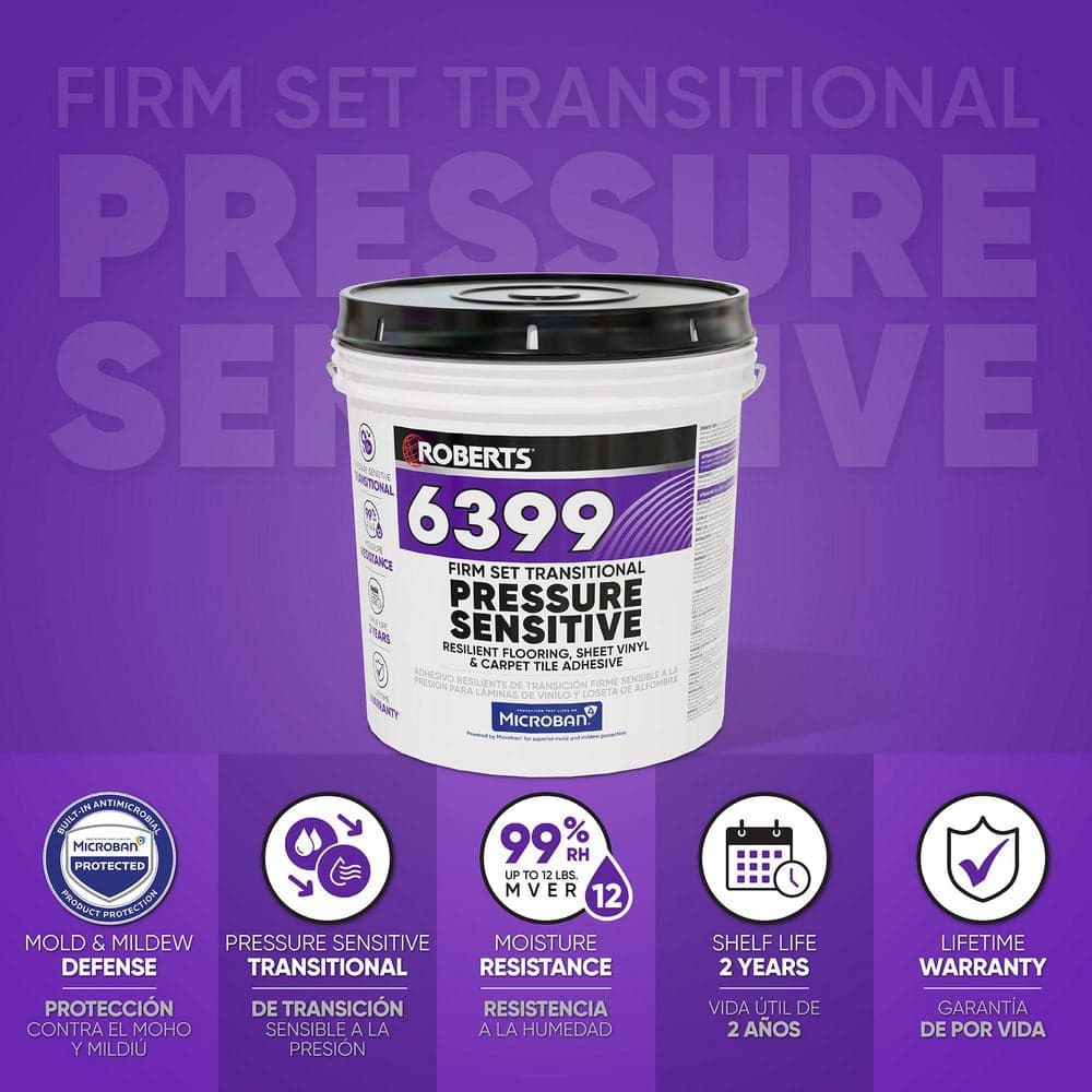 ROBERTS 6399 4 Gal. 12 Hour Dry Time Vinyl Firm Set Transitional Pressure-Sensitive Floor Adhesive in Off White (3)