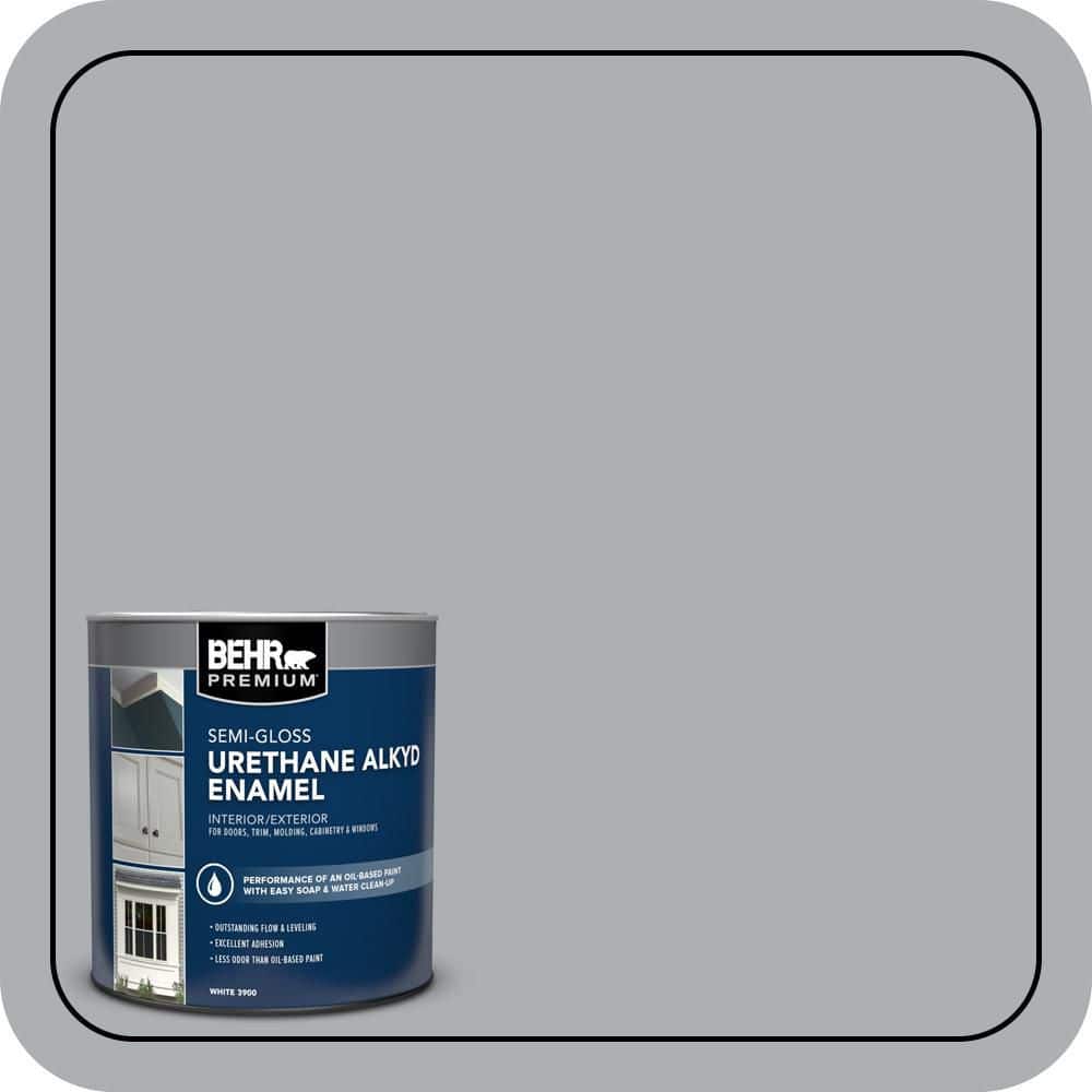 BEHR PREMIUM 1 qt. #N500-3 Tin Foil Urethane Alkyd Semi-Gloss Enamel Interior/Exterior Paint (1)