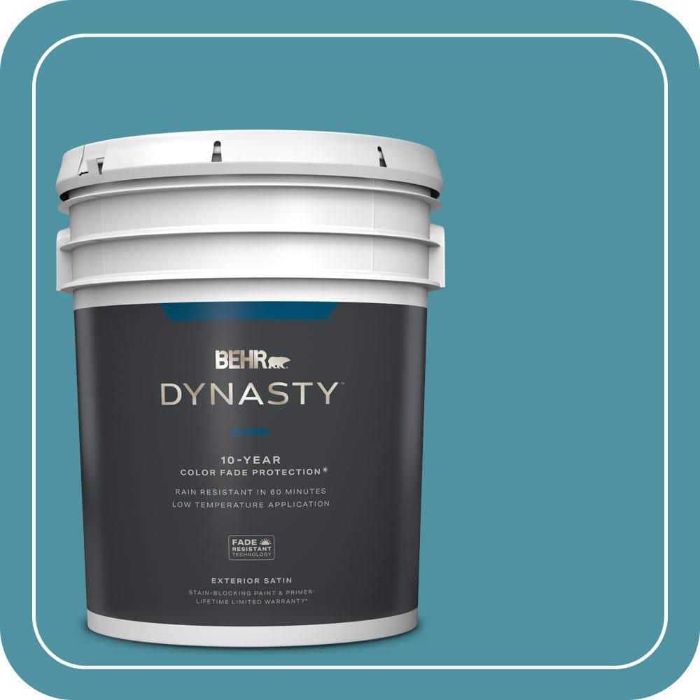 BEHR DYNASTY 5 gal. #530D-6 Teal Bayou Satin Enamel Exterior Stain-Blocking Paint & Primer