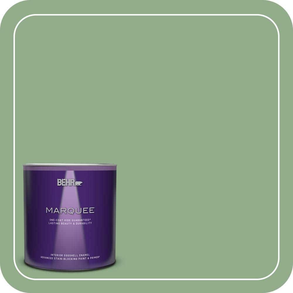 BEHR MARQUEE 1 qt. #MQ6-46 Flora Green One-Coat Hide Eggshell Enamel Interior Paint & Primer