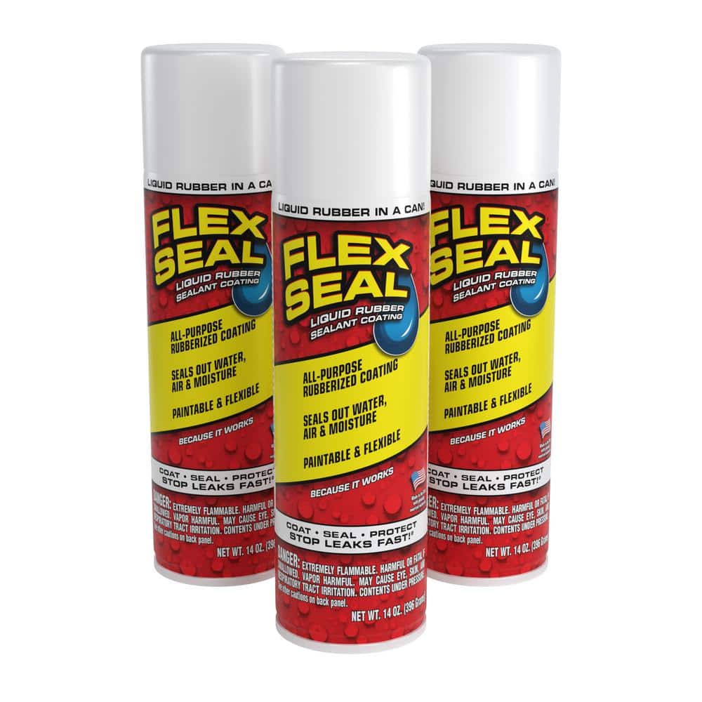 FLEX SEAL FAMILY OF PRODUCTS Flex Seal White 14 oz. Aerosol Liquid Rubber Sealant Coating (3-Pack)