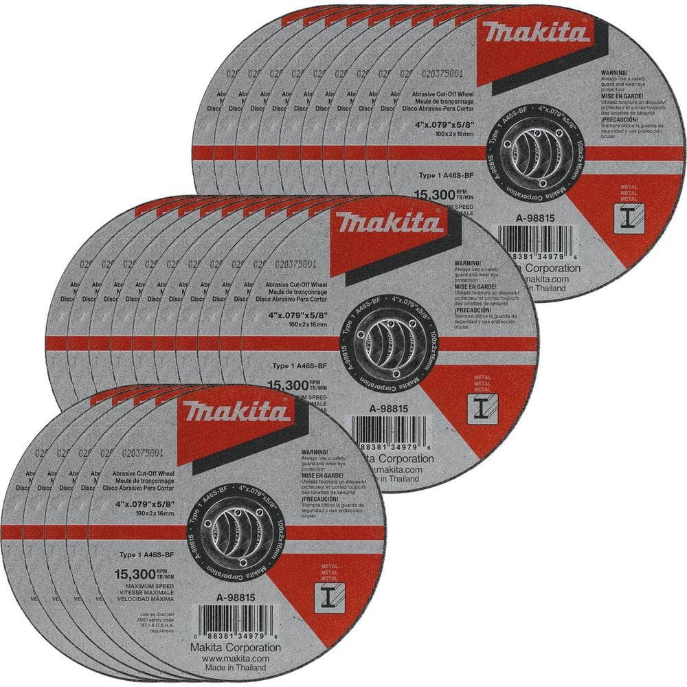 Makita 4 in. x .100 in. x 5/8 in. Metal Cut-Off Wheel (25-Pack) (1)