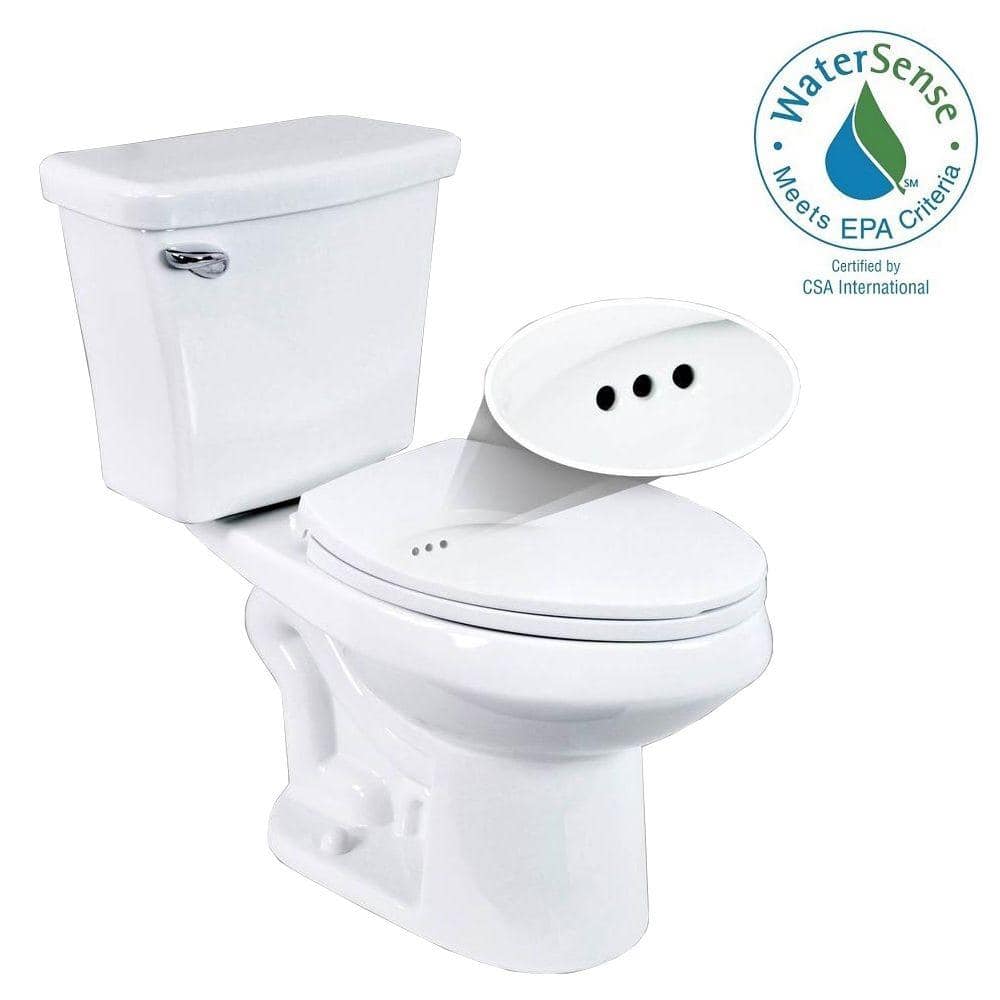 Penguin Toilets 2-pc. 1.28 GPF Single Flush Elongated Toilet with Patented Overflow Protection Technology in White with Seat (2)