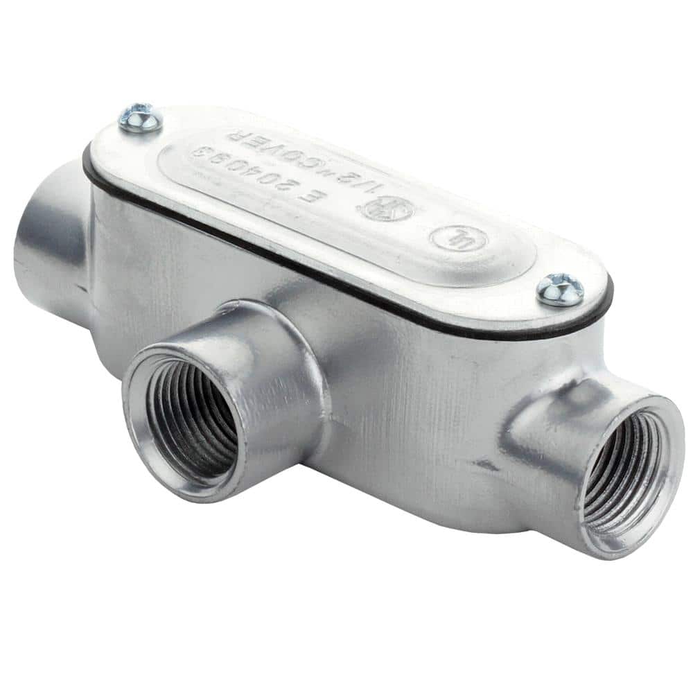 Commercial Electric 1/2 in. Rigid Metal Conduit (RMC) Threaded Conduit Body with Stamped Cover (Type T) (1)