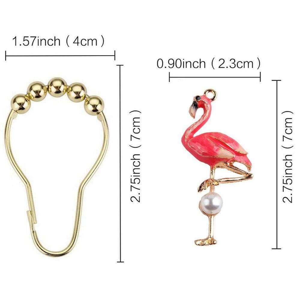 KHKFY Decorative Tropical Flamingo Stainless Steel Rustproof Shower Curtain Hooks Ring (Set of 12) Pink Rose (2)