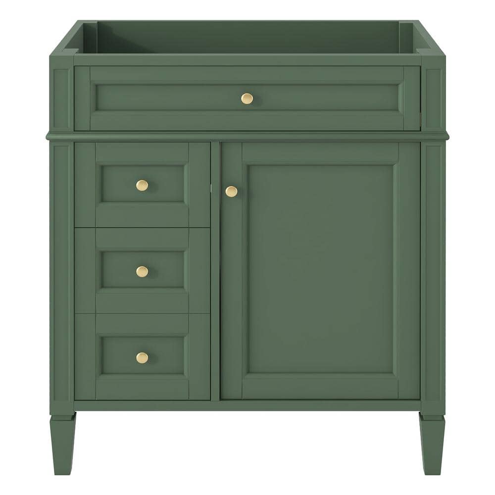 Lycvki 29.3 in. W x 18 in. D x 33 in. H Bath Vanity Cabinet without Top in Green with 2 Drawers and a Tip-out Drawer