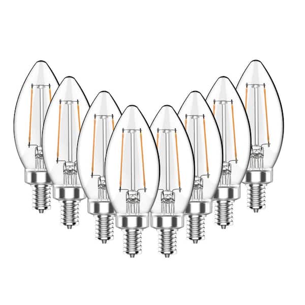 Unbranded 40-Watt Equivalent B11 Non-Dimmable CEC Clear Glass Filament Vintage Edison LED Light Bulb Daylight 5000K (8-Pack)