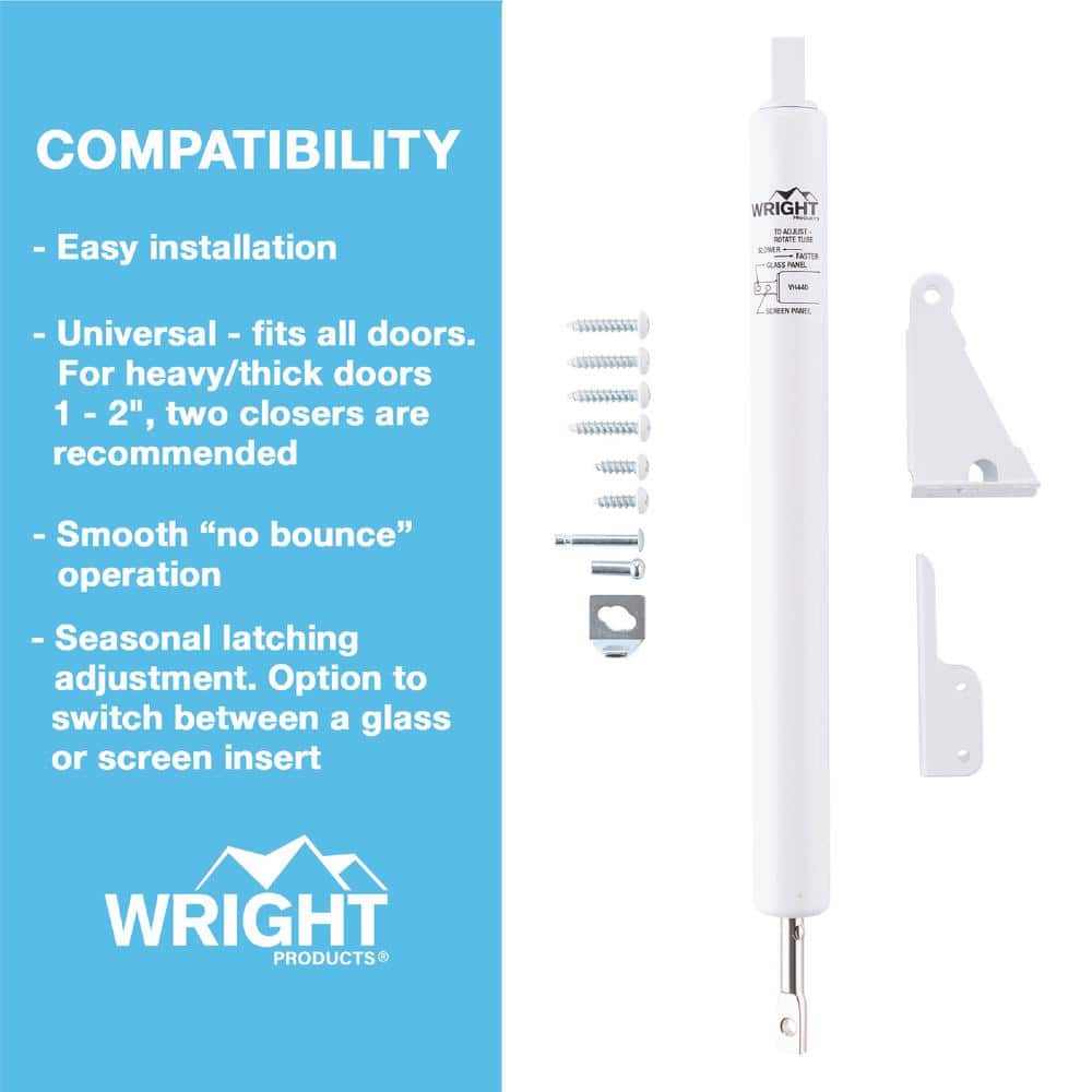 Wright Products Medium Duty Hydraulic White Door Closer, White (3)