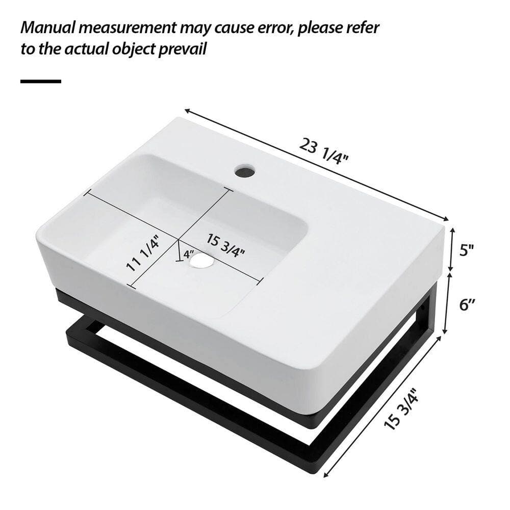 Dueyeeri 5 in. Wall-Mounted Rectangular Bathroom Ceramic Sink in White (2)