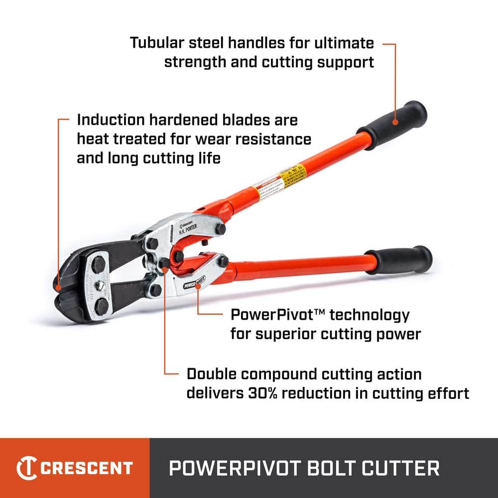 Crescent H.K. Porter 24 in. PowerPivot Center Cut Double Compound Action Bolt Cutter with 7/16 in. Max Cut Capacity (2)