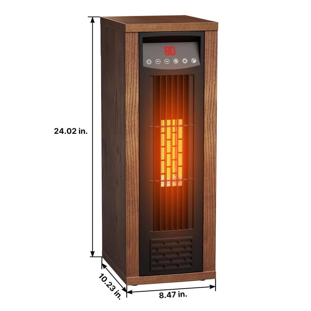 Runesay 1500-Watt Freestanding Walnut Electric Infrared Tip-Over and Overheat Protection Quartz Space Heater with Remote Control (2)