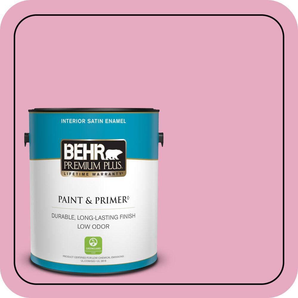 BEHR PREMIUM PLUS 1 gal. #P130-3 Little Princess Satin Enamel Low Odor Interior Paint & Primer