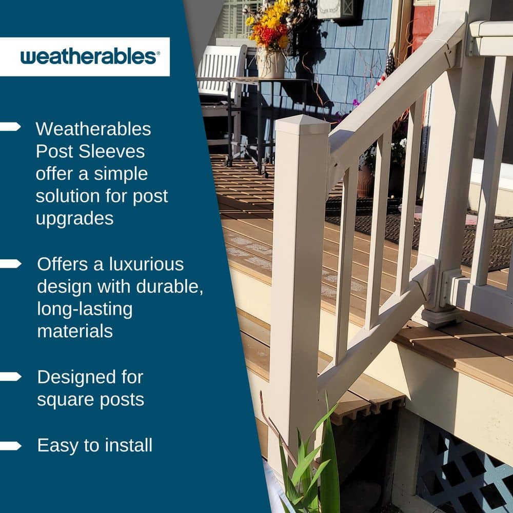 Weatherables 44 in. Vinyl Khaki Railing Post Sleeve Kit (3)