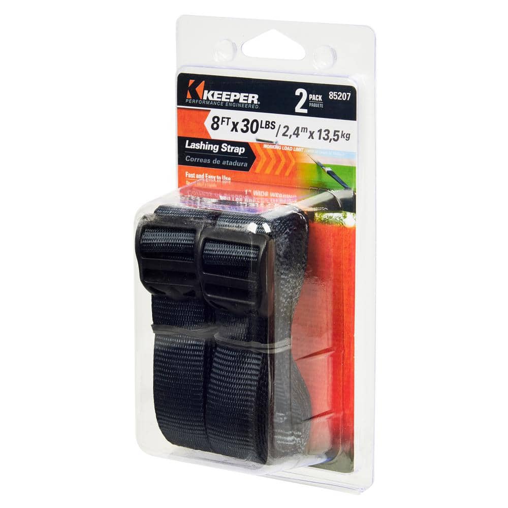 Keeper 8 ft. x 1 in. x 30 lbs. Lashing Strap (2-Pack) (2)