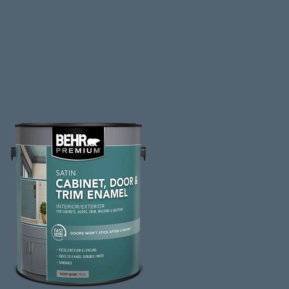 BEHR PREMIUM 1 gal. #T17-17 Midnight Show Satin Enamel Interior/Exterior Cabinet, Door & Trim Paint (1)