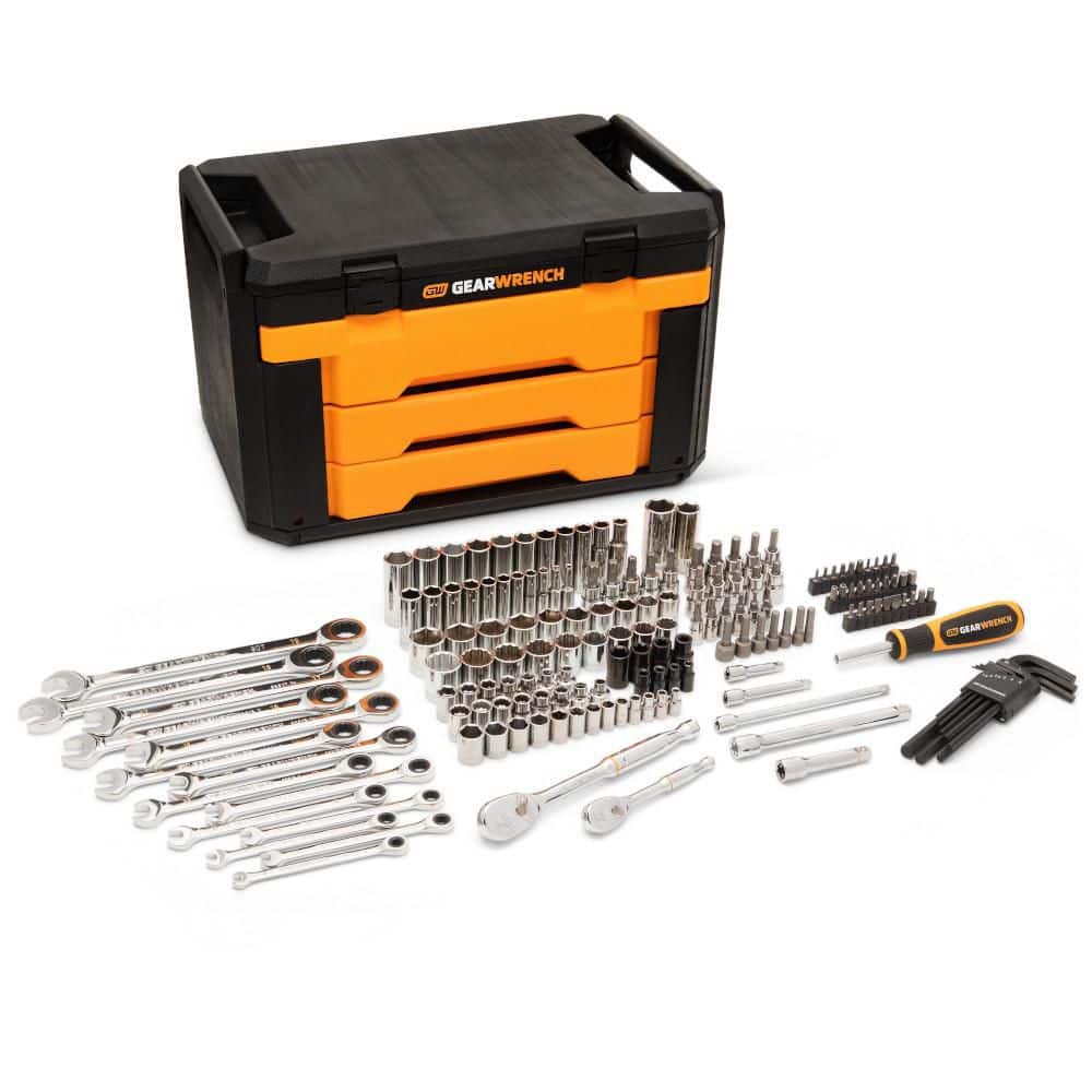 GEARWRENCH 1/4 in. and 3/8 in. Drive 90-Tooth Metric Mechanics Tool Set (168-Piece) (1)