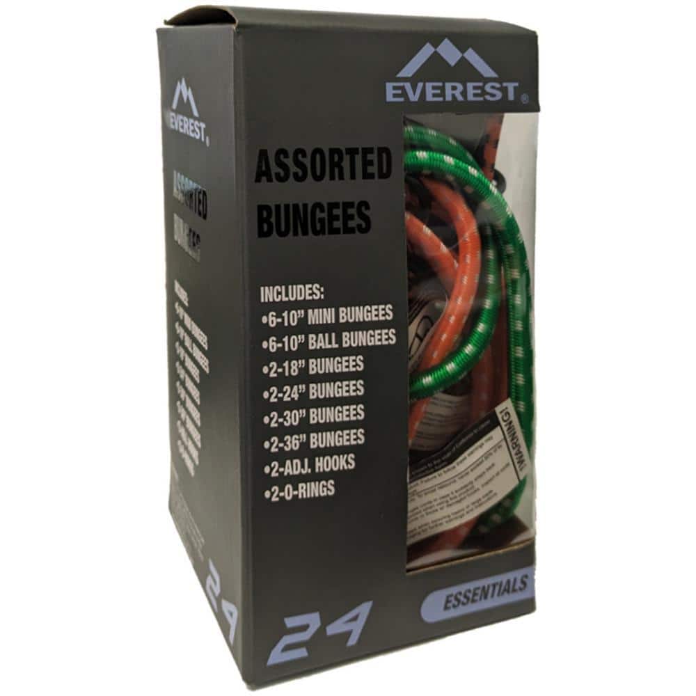 EVEREST 18 in. 24 in. 30 in. 36 in. Assorted Bungee Cord 24-Pack