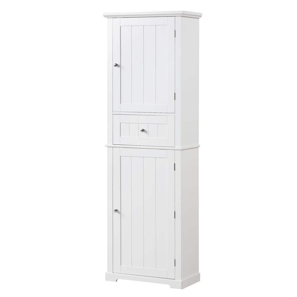 COWLOWN 22.00 in. W x 11.00 in. D x 67.30 in. H White Tall Linen Cabinet with 1-Drawer and 2-Doors and Adjustable Shelf (1)