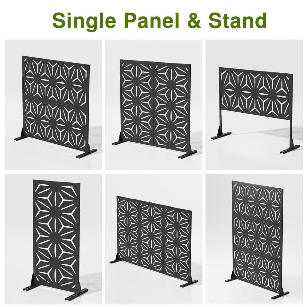 Dovelina 72 in.H x 47 in.W Galvanized Steel Metal Wall Sculptures Garden Fence Deck Privacy Screen Garden Screen Panels (2)