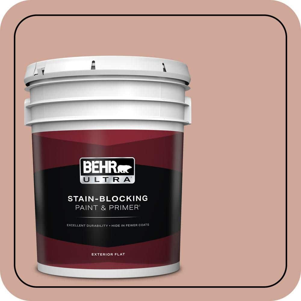 BEHR ULTRA 5 gal. #PPU2-08 Pink Ginger Flat Exterior Paint & Primer