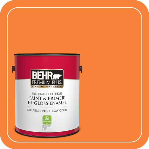 BEHR PREMIUM PLUS #230B-6 Orange Burst Enamel Interior/Exterior Paint & Primer Color Sample (3)