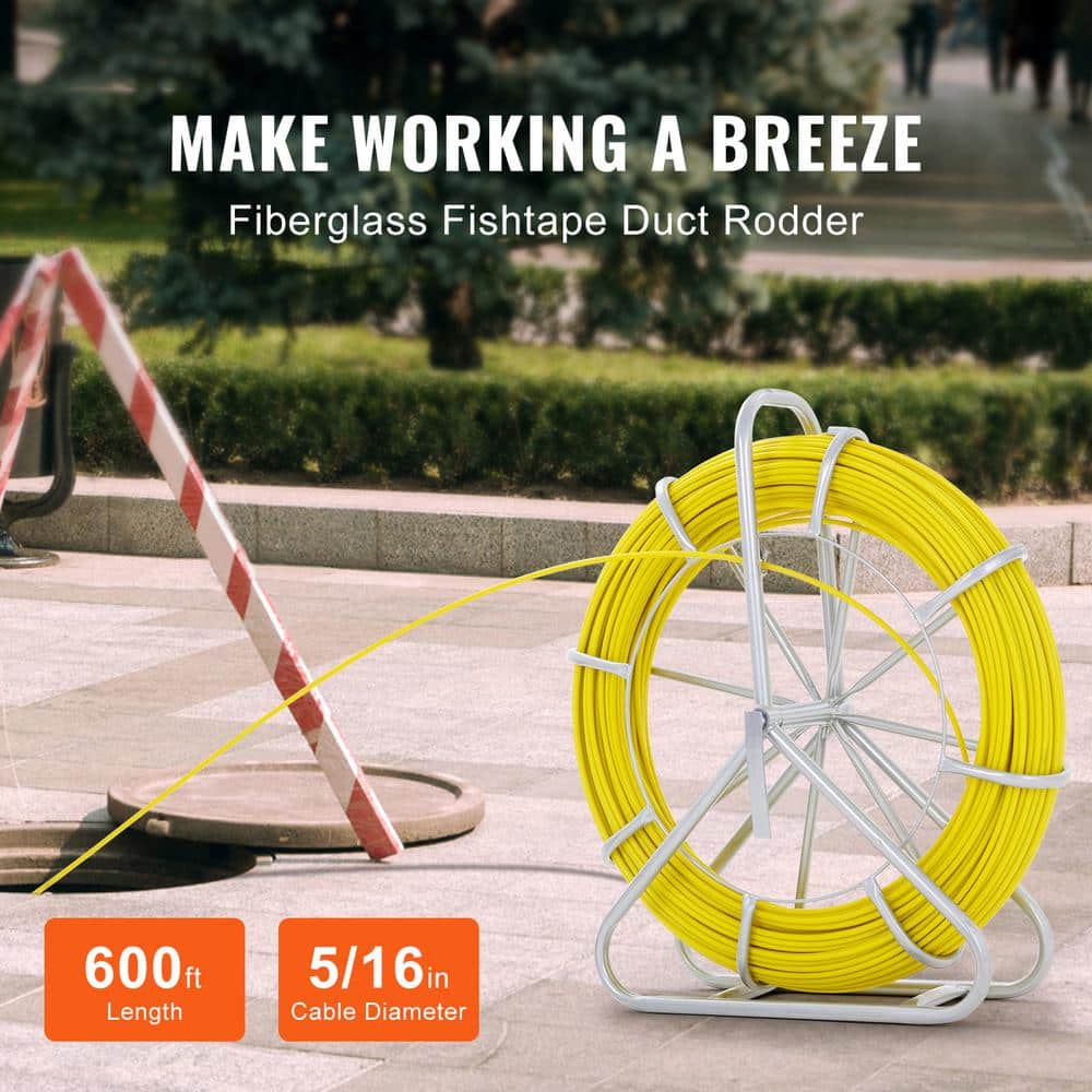SVOPES Fiberglass Fish Tape, 5/16 in. 600 ft. Galvanized Steel, Fish Tape with Excellent Flexibility Duct Rodder Wire Puller (2)