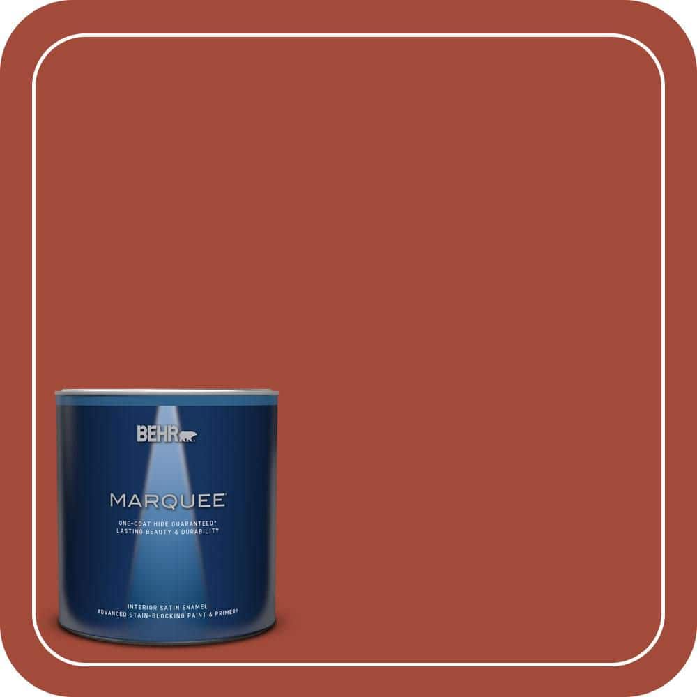 BEHR PREMIUM PLUS 1 gal. #200D-7 Rodeo Red Semi-Gloss Enamel Low Odor Interior Paint & Primer (1)