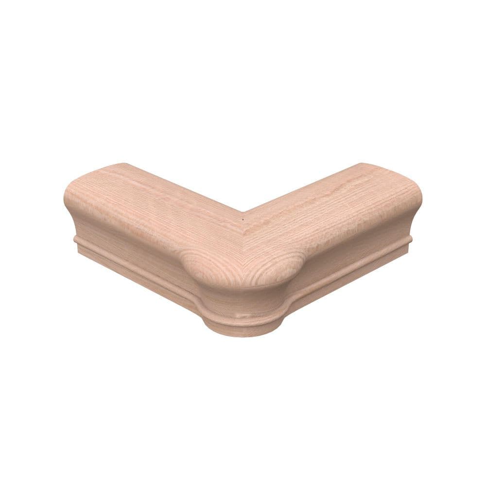 EVERMARK Stair Parts 7221 Unfinished Red Oak 90° Quarter-Turn with Cap Handrail Fitting (1)