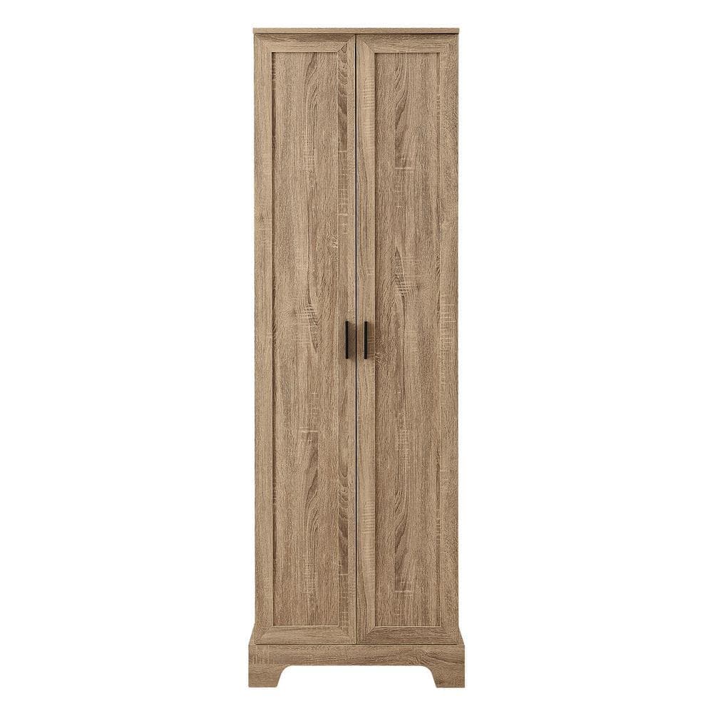 cadeninc 23.30 in. W x 16.9 in. D x 71.2 in. H Bathroom Storage Cabinet with 2-Doors and Adjustable Shelf, Brown (1)