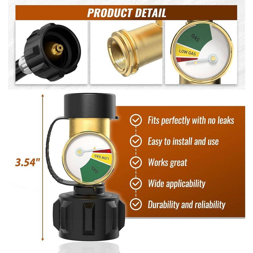 Lukvuzo Propane Tank Gauge Level Indicator with QCC1/Type 1 Connector for 5-40lb Tanks Pressure Leak Detector (2)