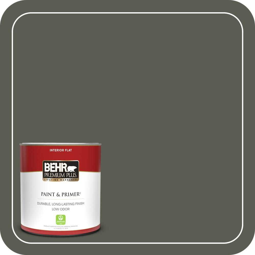 BEHR PREMIUM PLUS 1 qt. #N380-7 Black Bamboo Flat Low Odor Interior Paint & Primer