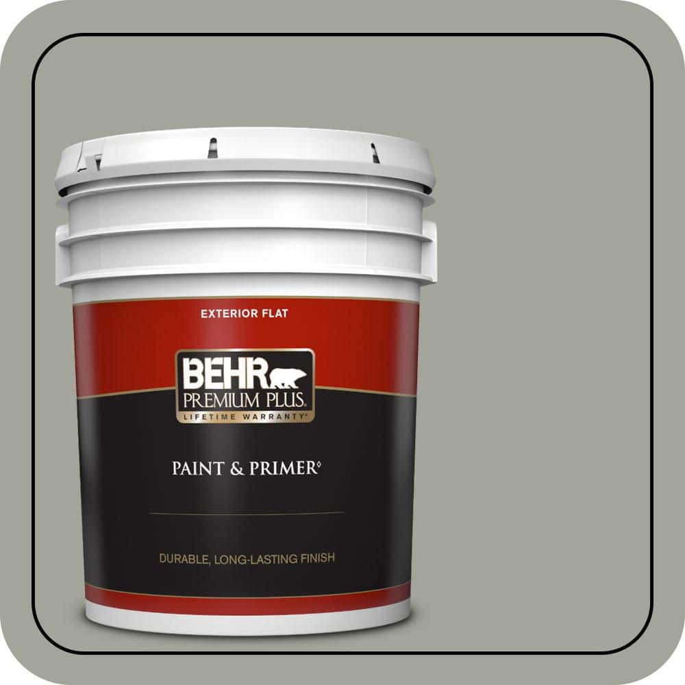 BEHR PREMIUM PLUS 5 gal. #N380-4 Strong Winds Flat Exterior Paint & Primer