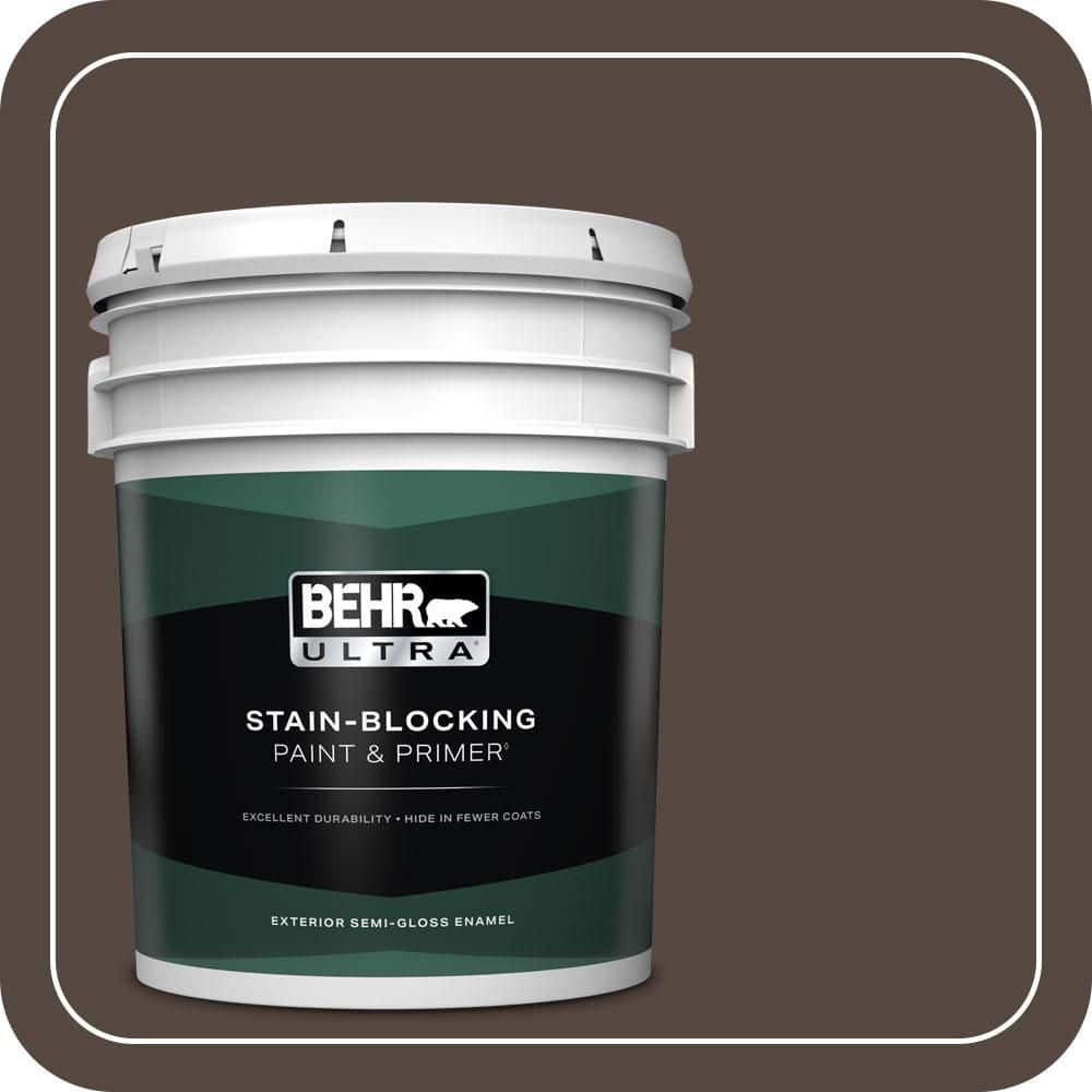 BEHR ULTRA 5 gal. #N210-7 Havana Coffee Semi-Gloss Enamel Exterior Paint & Primer