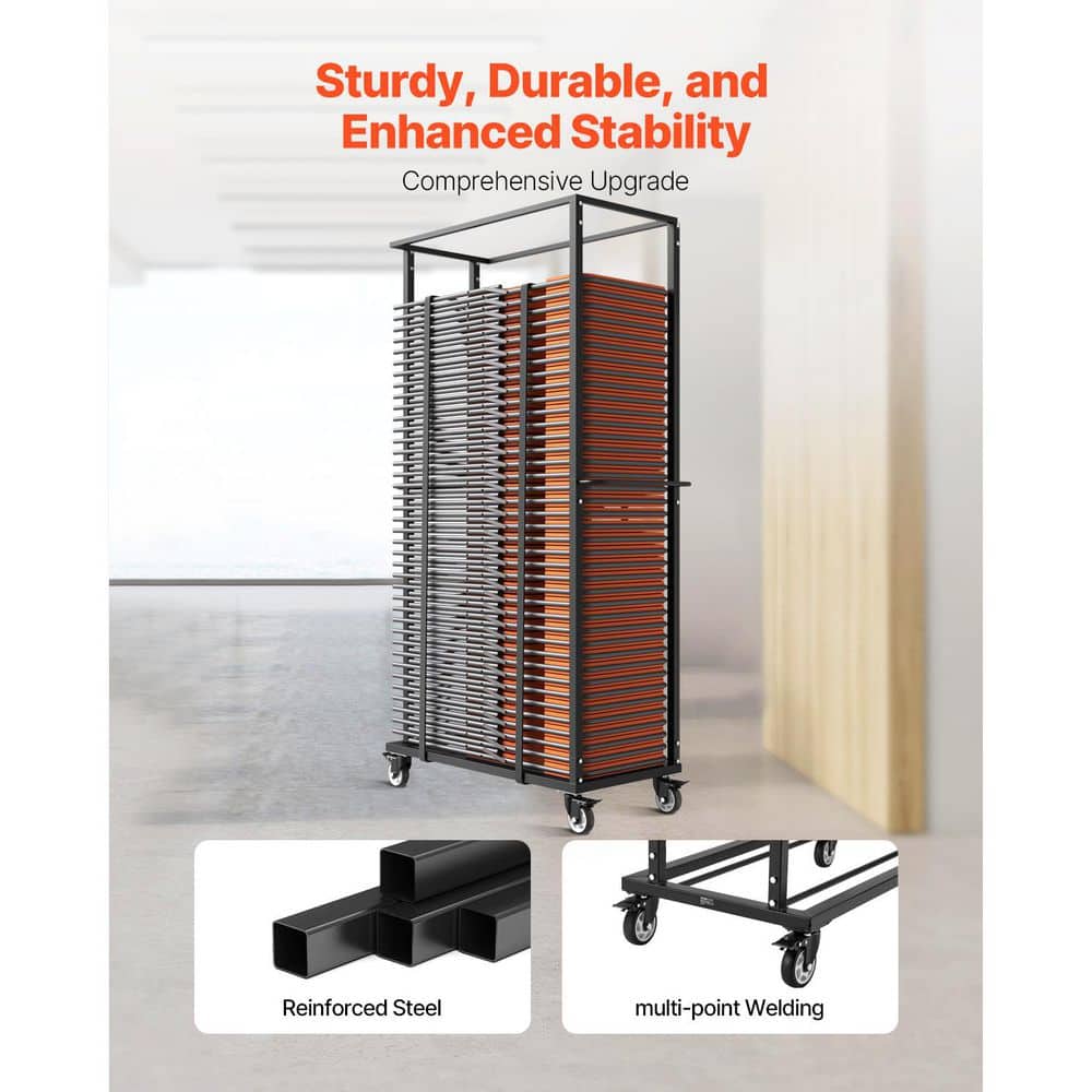 VEVOR Folding Chair Rack, 500 lbs. Capacity, Heavy-Duty Chair Cart for 60 Chairs, Metal Chair Storage Dolly Chair Holder (3)