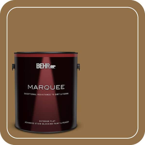 BEHR MARQUEE 1 gal. #N280-7 Brass Button Flat Exterior Paint & Primer (2)