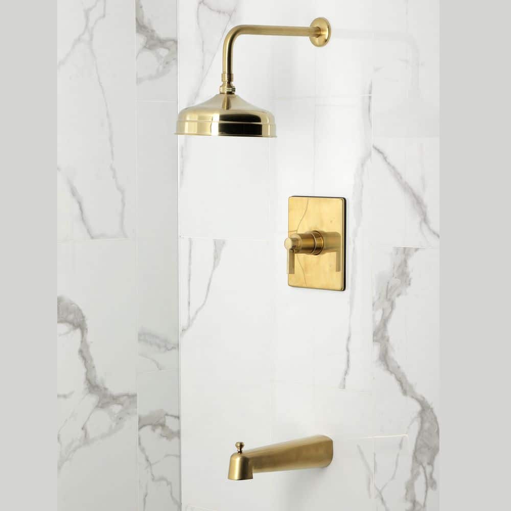 Kingston Brass NuvoFusion 1-Handle 1-Spray Tub and Shower Faucet 1.8 GPM in Brushed Brass (2)