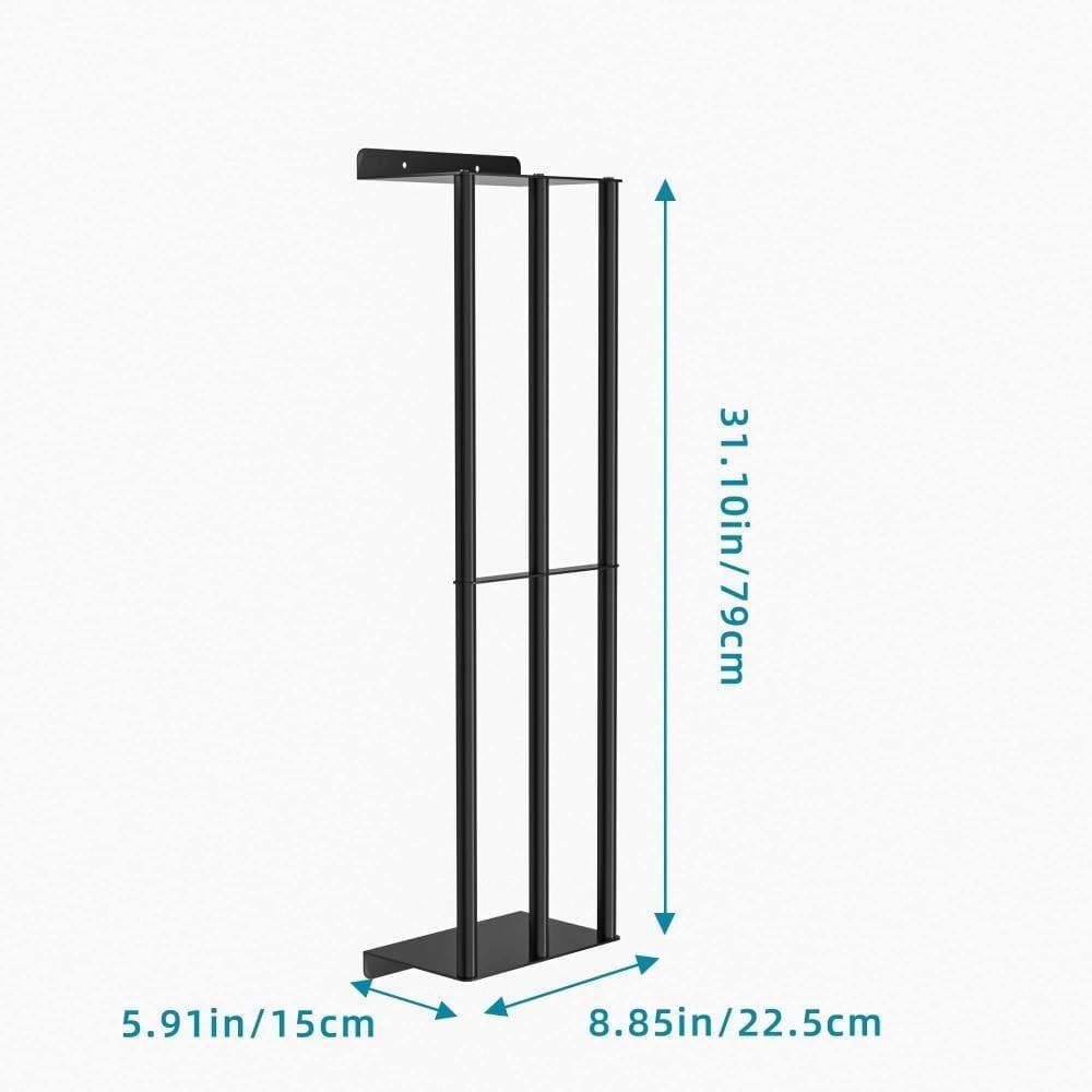 Whatseaso 8.86 in. W 31.1 in. H x 5.91 in. D 3 Vertical Bars Metal Towel Storage Shelf in Black (3)