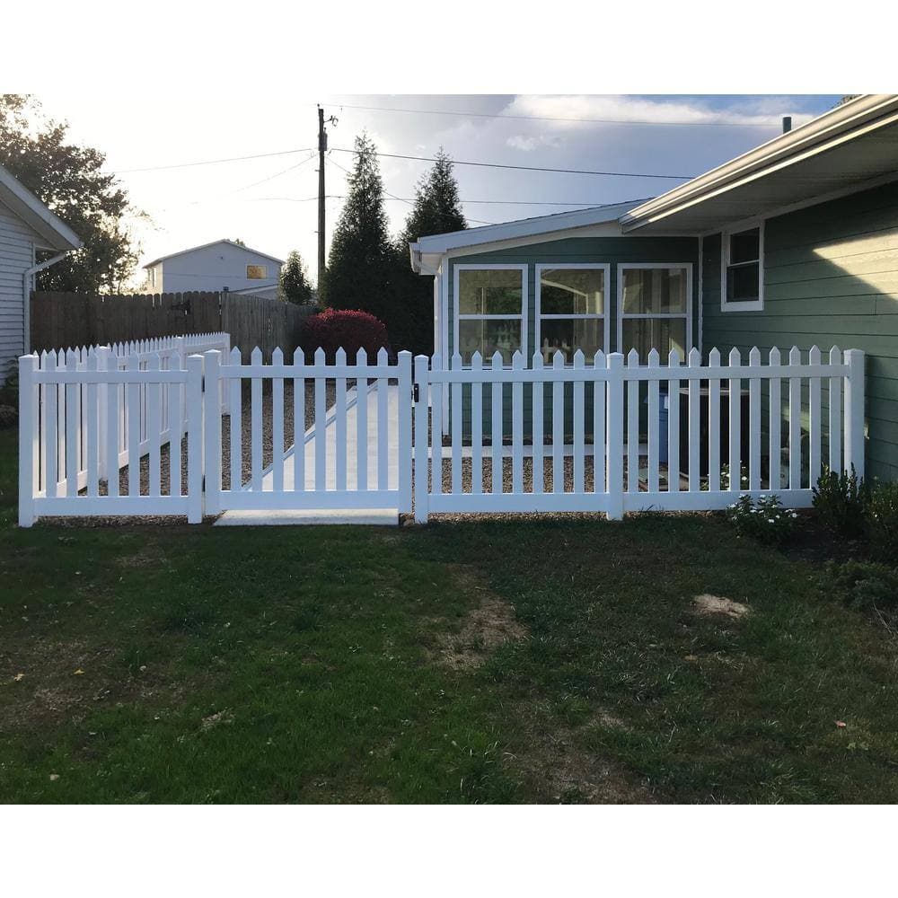Weatherables Plymouth 4 ft. W x 3 ft. H White Vinyl Picket Fence Gate Kit (3)