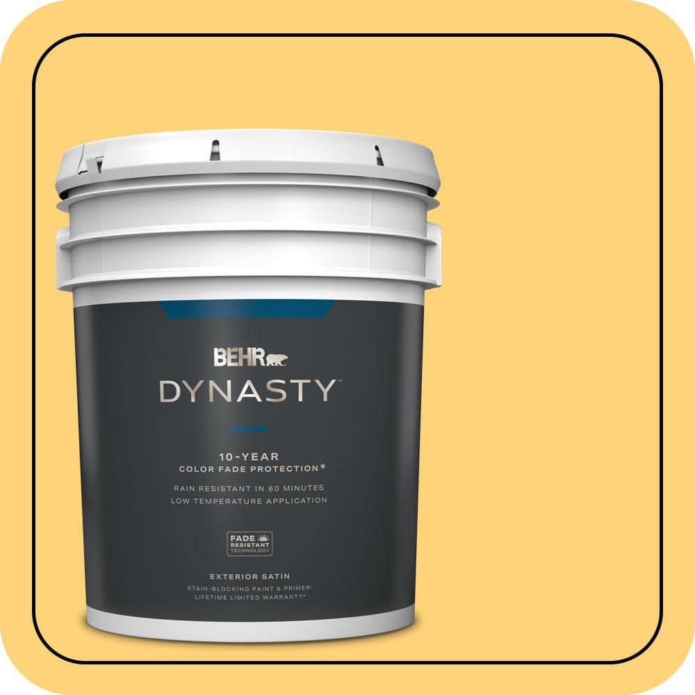 BEHR DYNASTY 5 gal. #P260-5 Yellow Jubilee Satin Enamel Exterior Stain-Blocking Paint & Primer