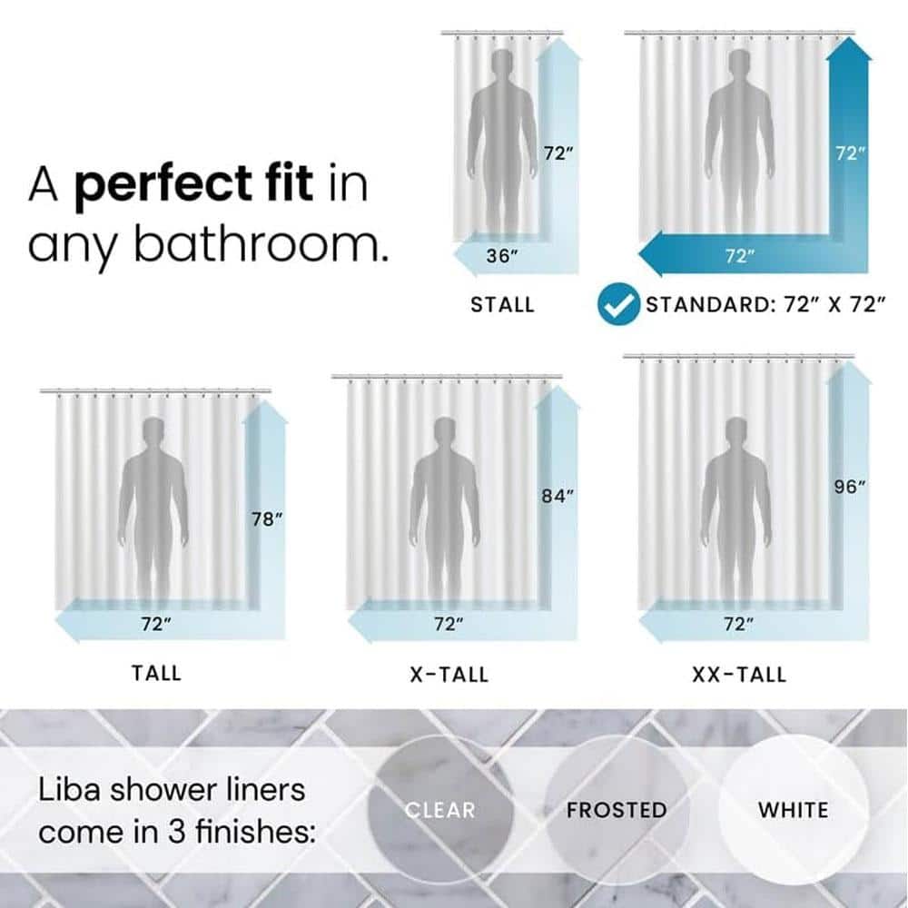 Afoxsos 72 in. W x 72 in. L PEVA Clear Shower Curtain w/12 Rustproof Metal Grommet and 3 Magnetic Weights (2-Pack) (3)