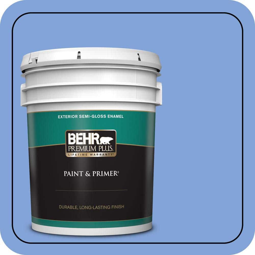 BEHR PREMIUM PLUS 5 gal. #P530-4 Periwinkle Semi-Gloss Enamel Exterior Paint & Primer