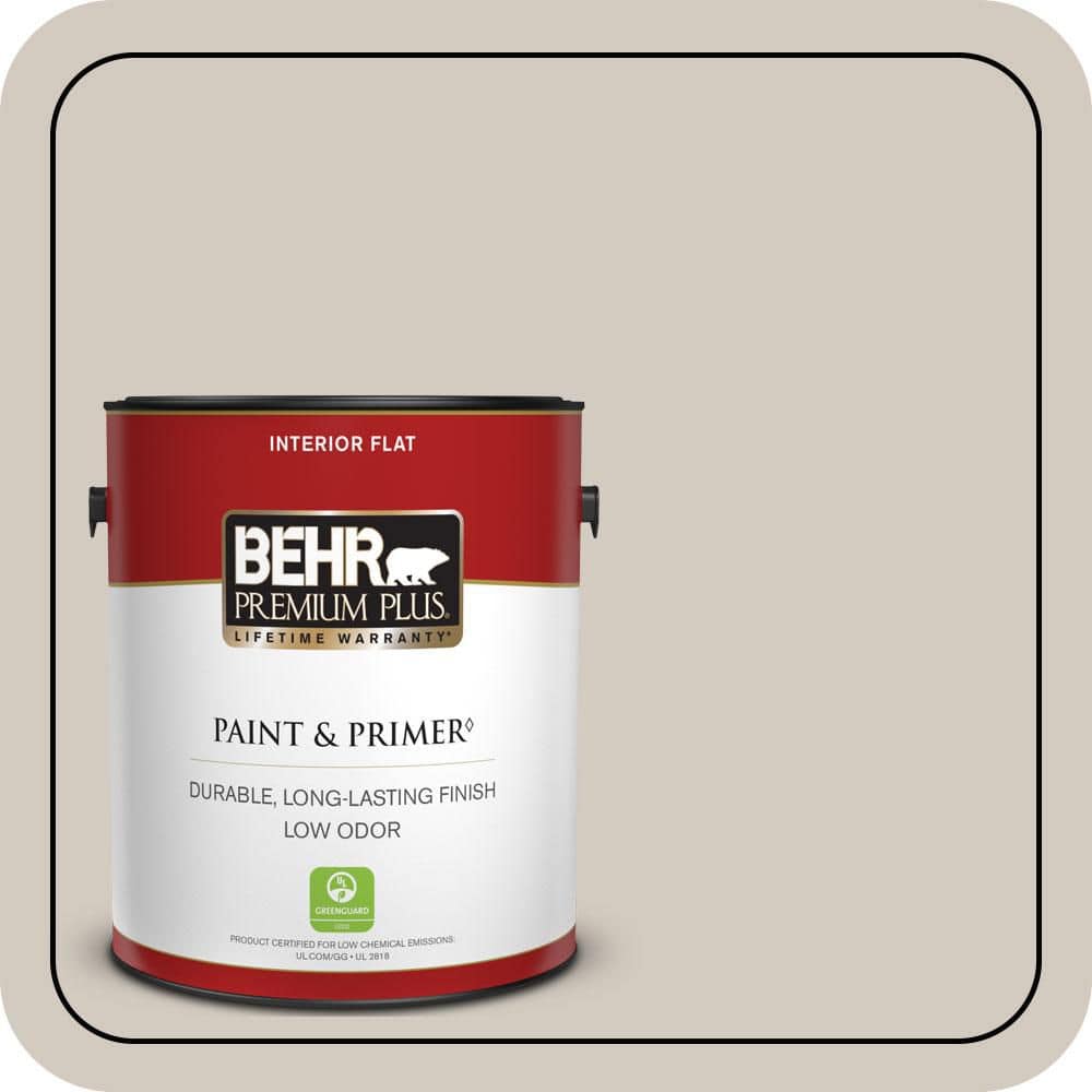 BEHR PREMIUM PLUS 1 gal. #N220-2 Ashen Tan Flat Low Odor Interior Paint & Primer (1)