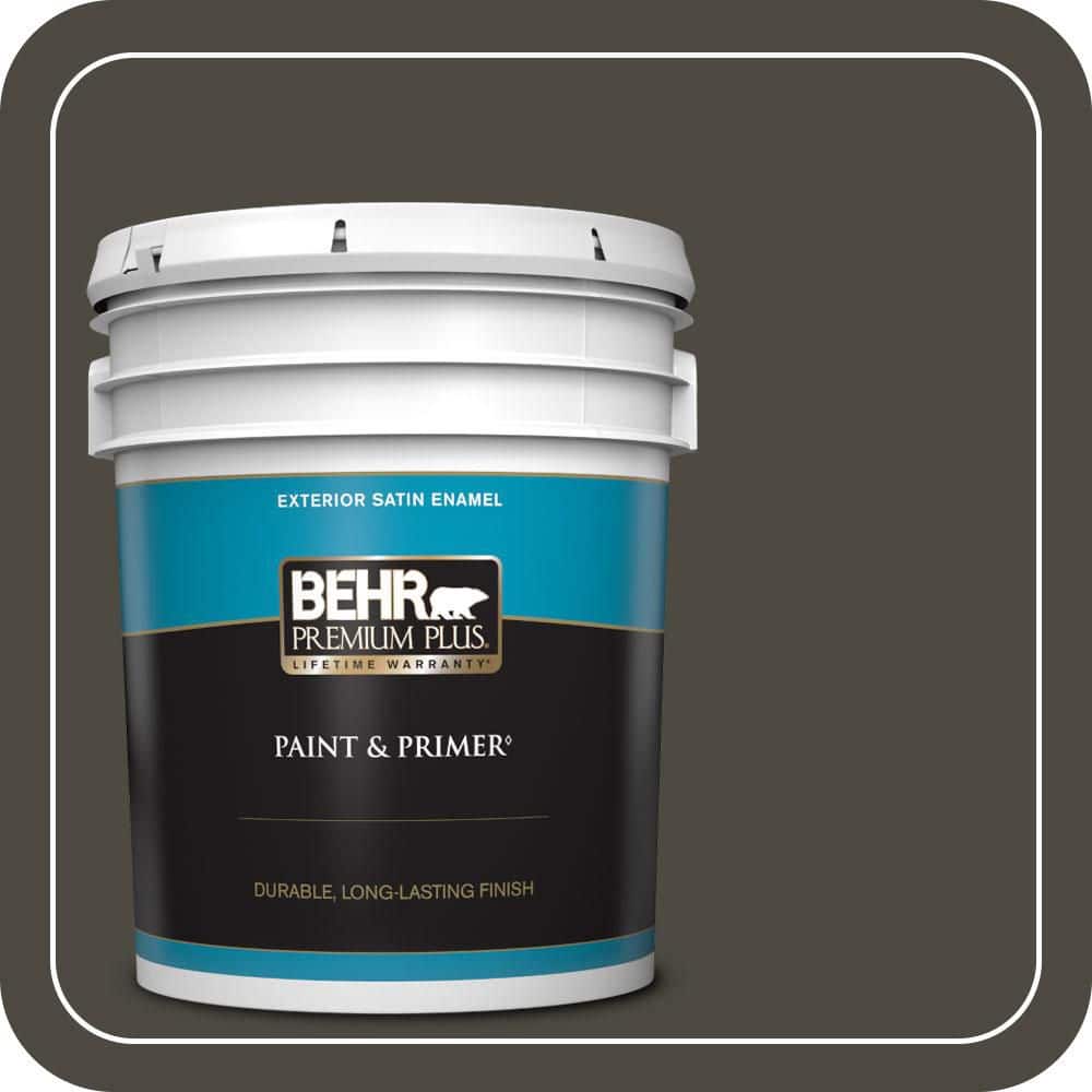 BEHR PREMIUM PLUS 5 gal. #S-H-780 Thorny Branch Satin Enamel Exterior Paint & Primer